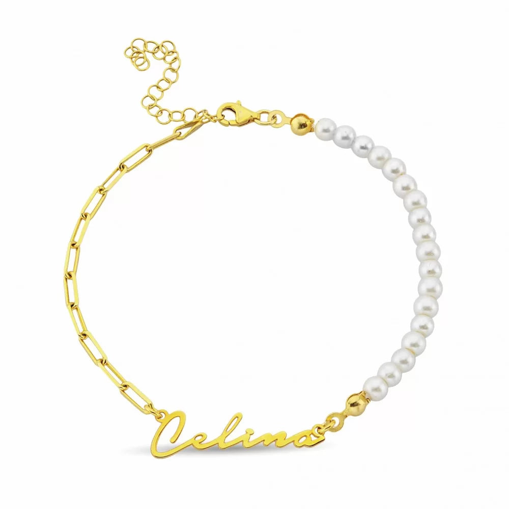 Signature Armband mit Wunschnamen in 925er Silber Half/Half