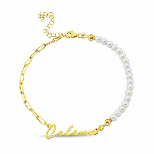 Signature Armband mit Wunschnamen in 925er Silber Half/Half
