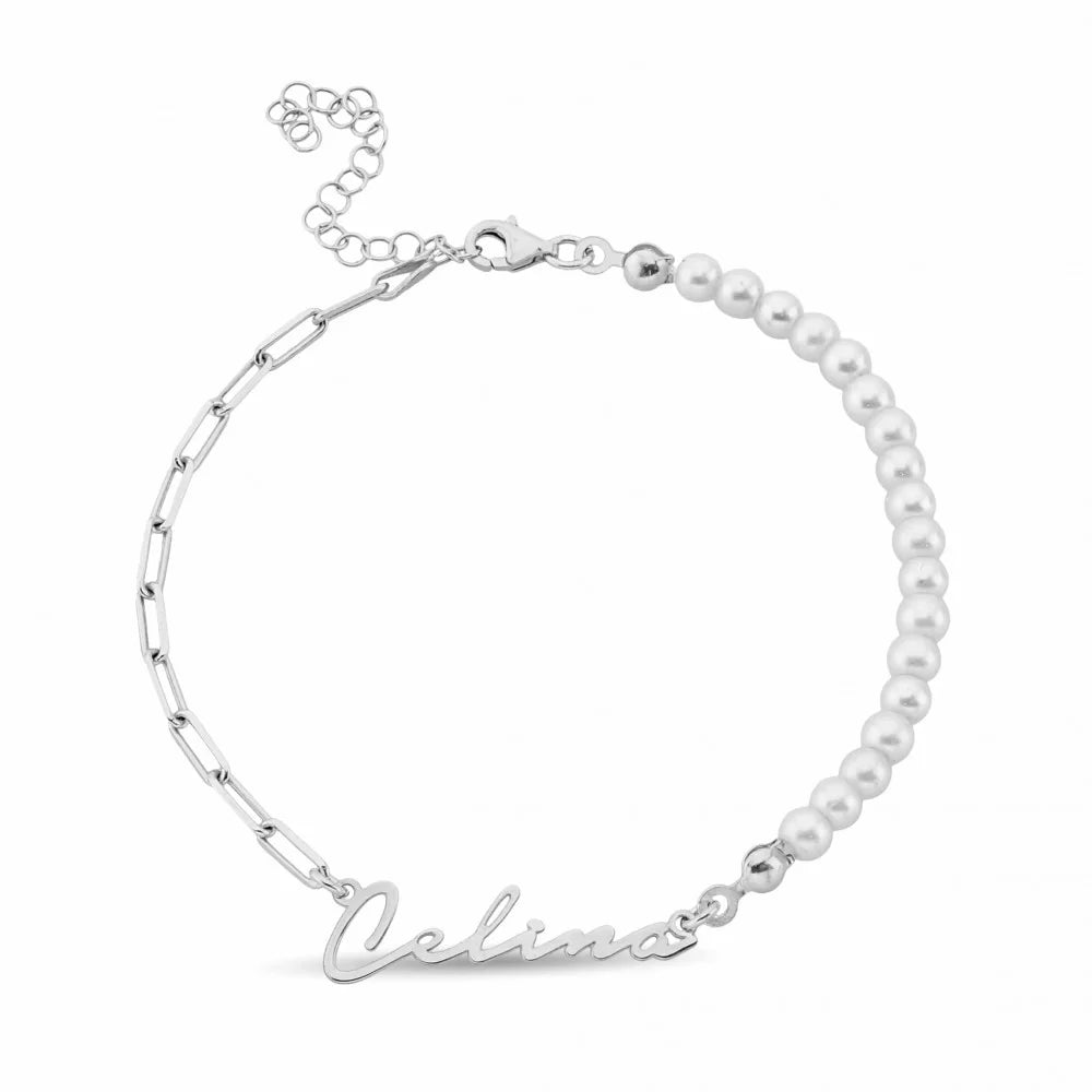 Signature Armband mit Wunschnamen in 925er Silber Half/Half