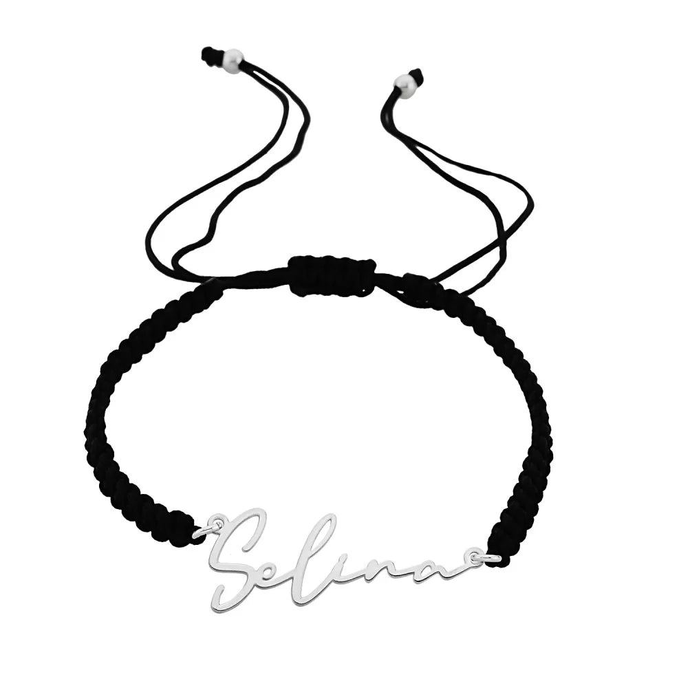 Signature Armband mit Wunschname in 925er Silber Stoffband
