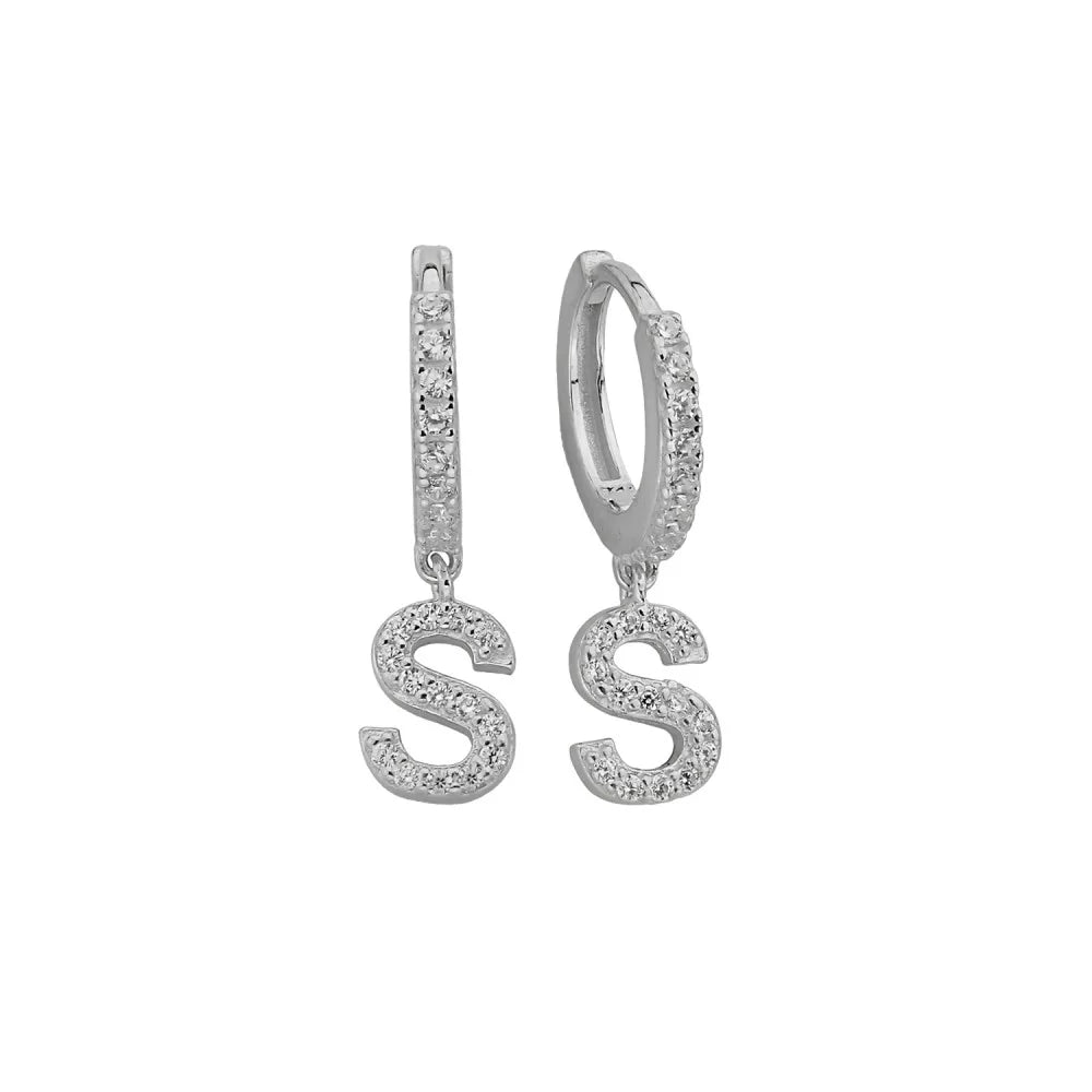 Creole mit Wunschbuchstabe in 925er Silber Zirkonia