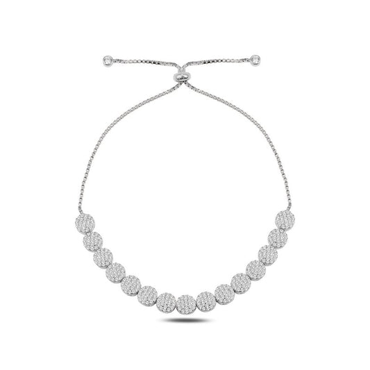 Armband mit Zirkonia Steinen mit Schiebeverschluss aus 925er Silber rhodiniert