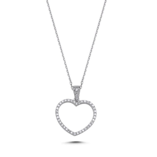 Kette mit Herz Anhänger in 925er Silber Zirkonia Steine