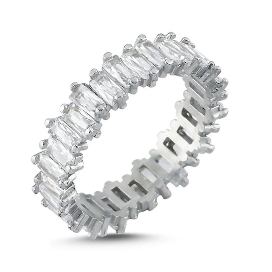 ZOHO Memoire Ring 925er Silber rhodiniert mit Baguette Zirkonia Steinen