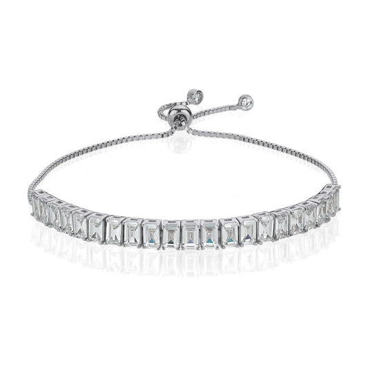 Armband aus 925er Silber mit Baguette Steinen und Schiebeverschluss robust