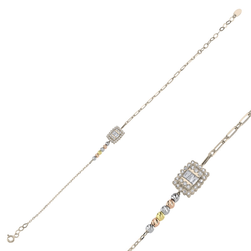 Dorika Armband mit Baguette Stein in 925er Silber 18k vergoldet