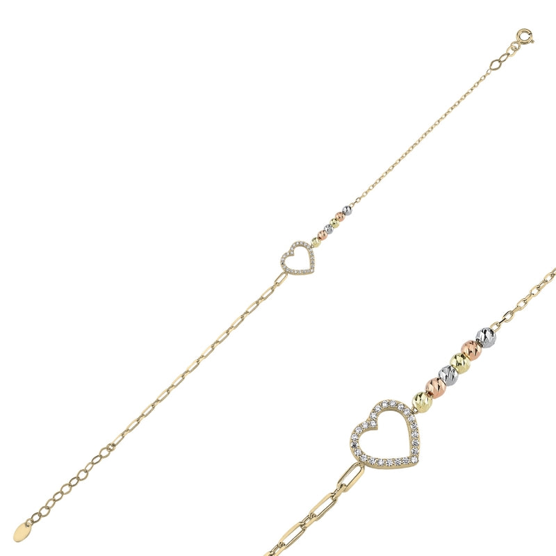 Dorika Armband mit einem Herz in 925er Silber 18k vergoldet Zirkonia