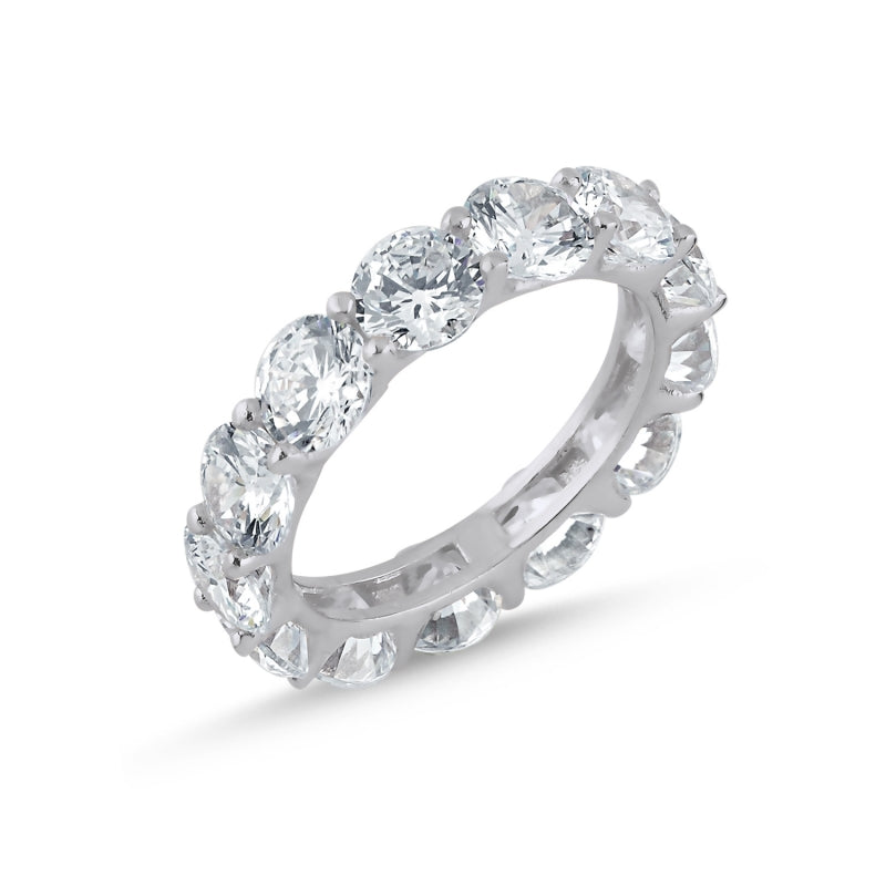 BIG STONE Memoire Ring 925er Silber rhodiniert mit Zirkonia Steinen