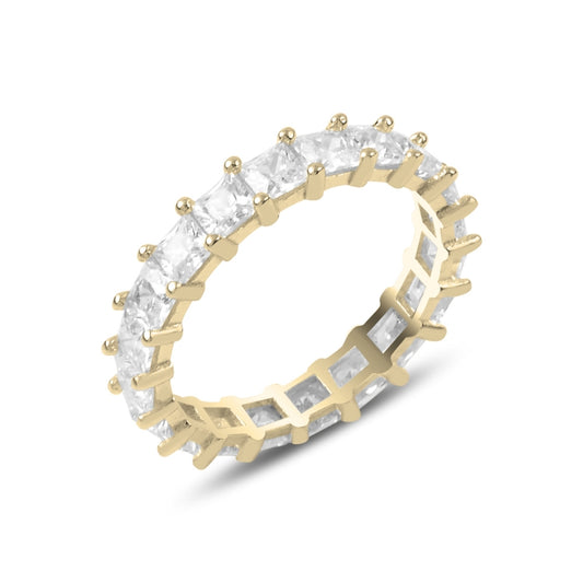 BARO Memoire Ring 925er Silber 18k vergoldet mit Baguette Zirkonia Steinen