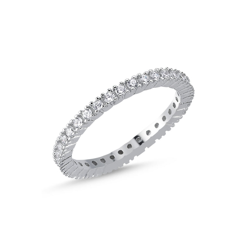 Memoire Ring 925er Silber rhodiniert mit Zirkonia Steinen