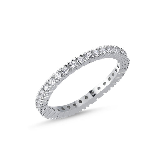 Memoire Ring 925er Silber rhodiniert mit Zirkonia Steinen