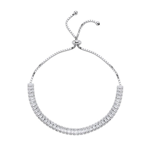 Armband aus 925er Silber mit Baguette Steinen und Schiebeverschluss fein