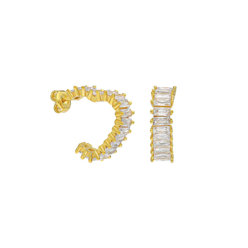 Creole in Herzform mit Zirkonia Steinen 925er Silber 18k vergoldet