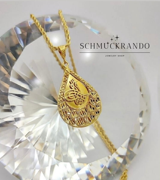 Kordelkette mit Tugra Anhänger II Resat in 50cm 22k Vergoldet