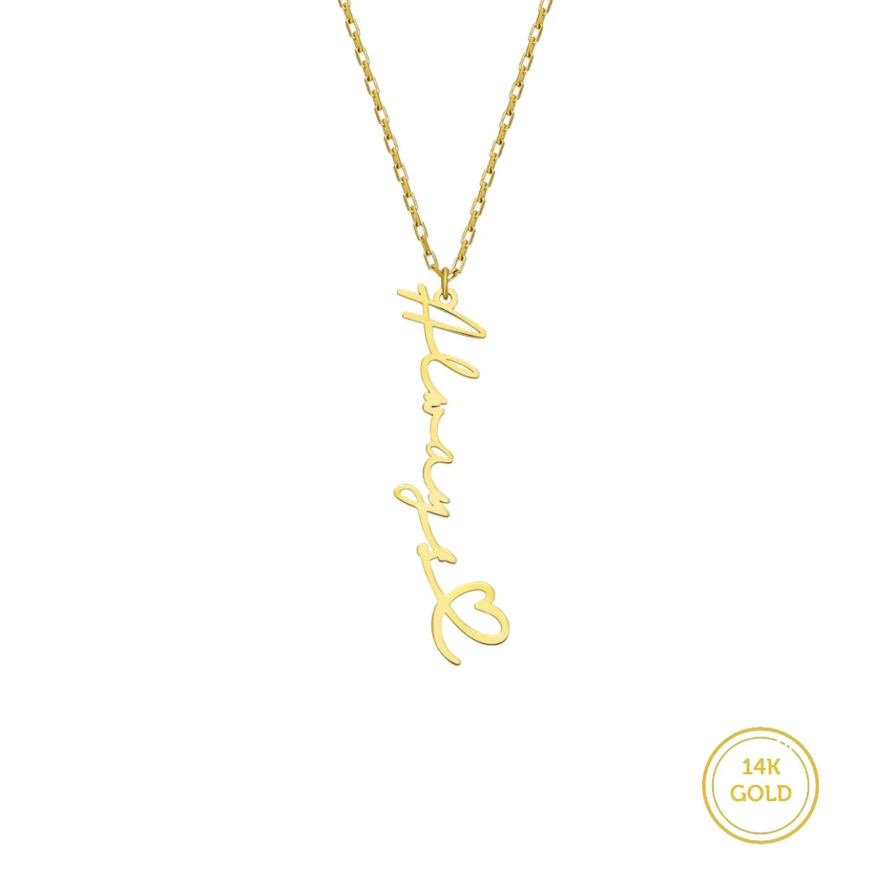 585er (14K) Gold Namenskette / Wunschname / Signature mit Herz Symbol