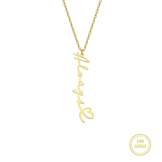 585er (14K) Gold Namenskette / Wunschname / Signature mit Herz Symbol