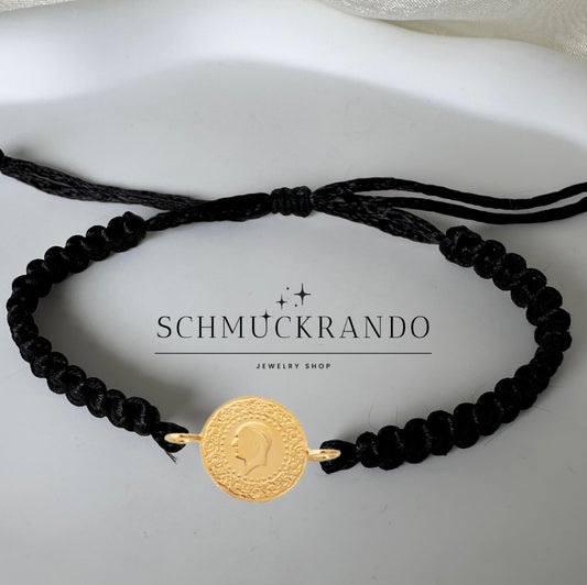 Armband Makrome mit 22k Münze Ceyrek/Reshat schwarz