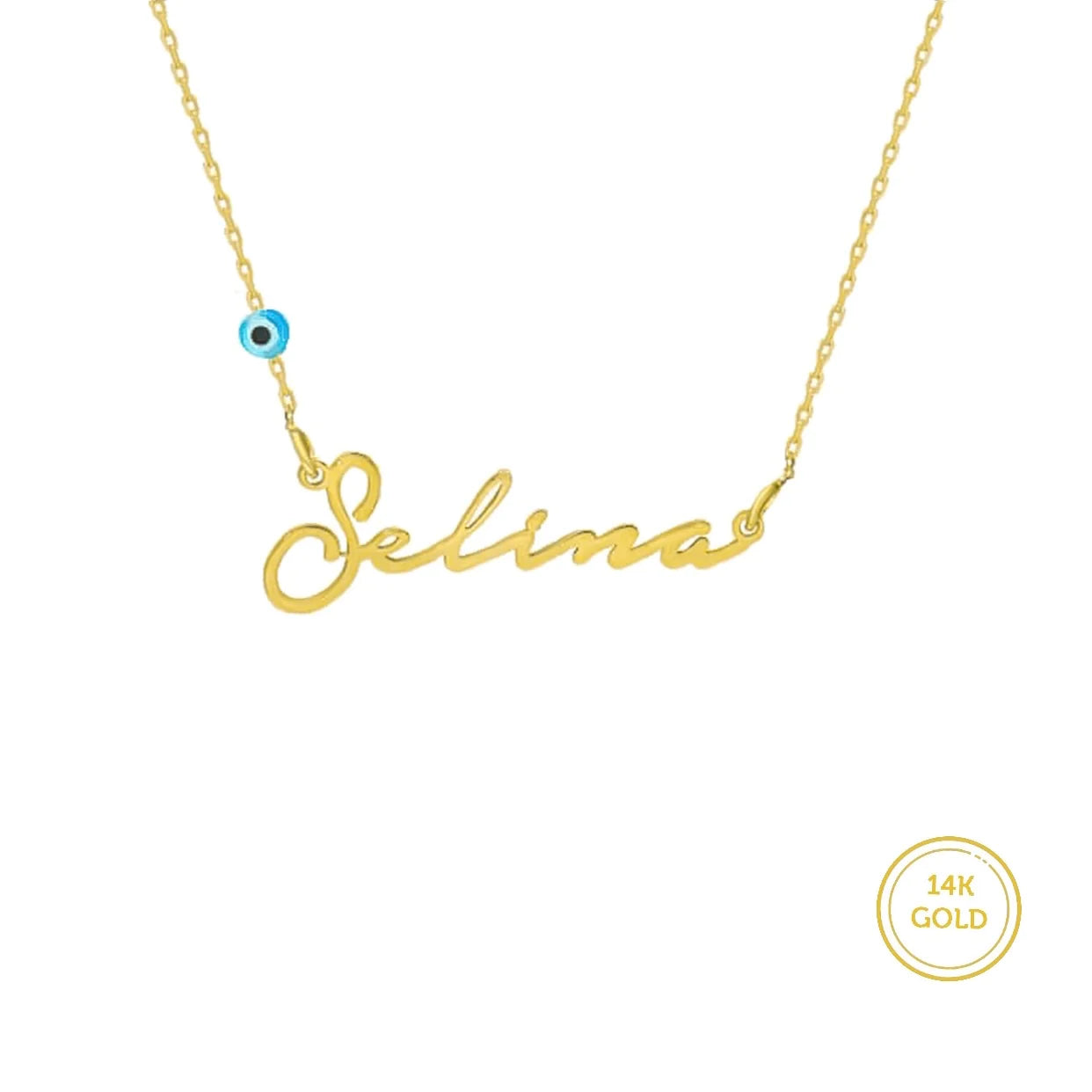 585er (14K) Gold Namenskette / Wunschname / mit Nazar Handschrift