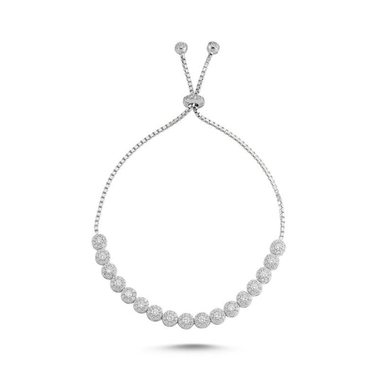 Armband mit Zirkonia Steinen mit Schiebeverschluss aus 925er Silber rhodiniert