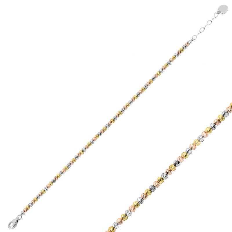 Dorika Armband mit Kugeln in 925er Silber Tricolor