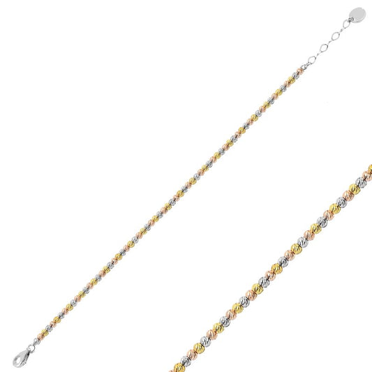 Dorika Armband mit Kugeln in 925er Silber Tricolor