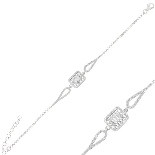 Armband mit Baguette Steinen in 925er Silber rhodiniert -II-