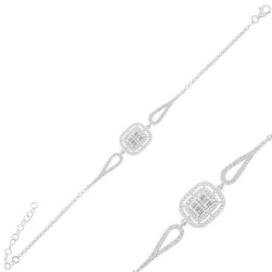 Armband mit Baguette Steinen in 925er Silber rhodiniert