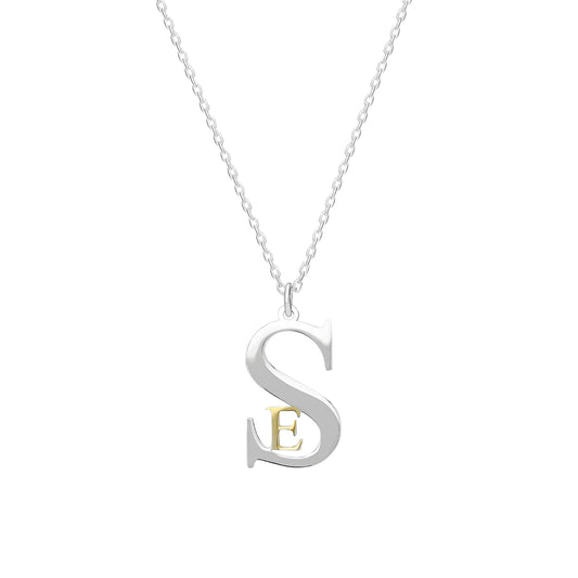 Schlichte Buchstabenkette in 925er Silber Bicolor