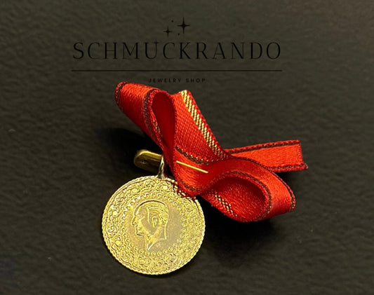 Yarim Altin Cumhuriyet Halbe Goldmünze 22k Vergoldet 22mm ⌀