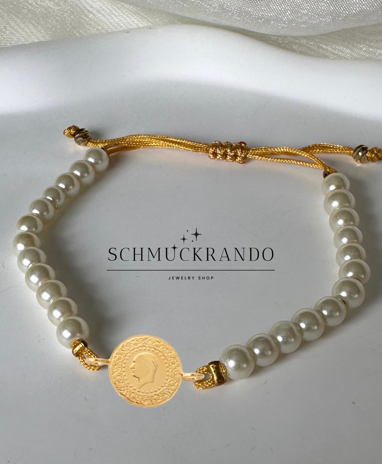 Perlen-Armband Makrome mit 22k Münze Ceyrek/Reshat