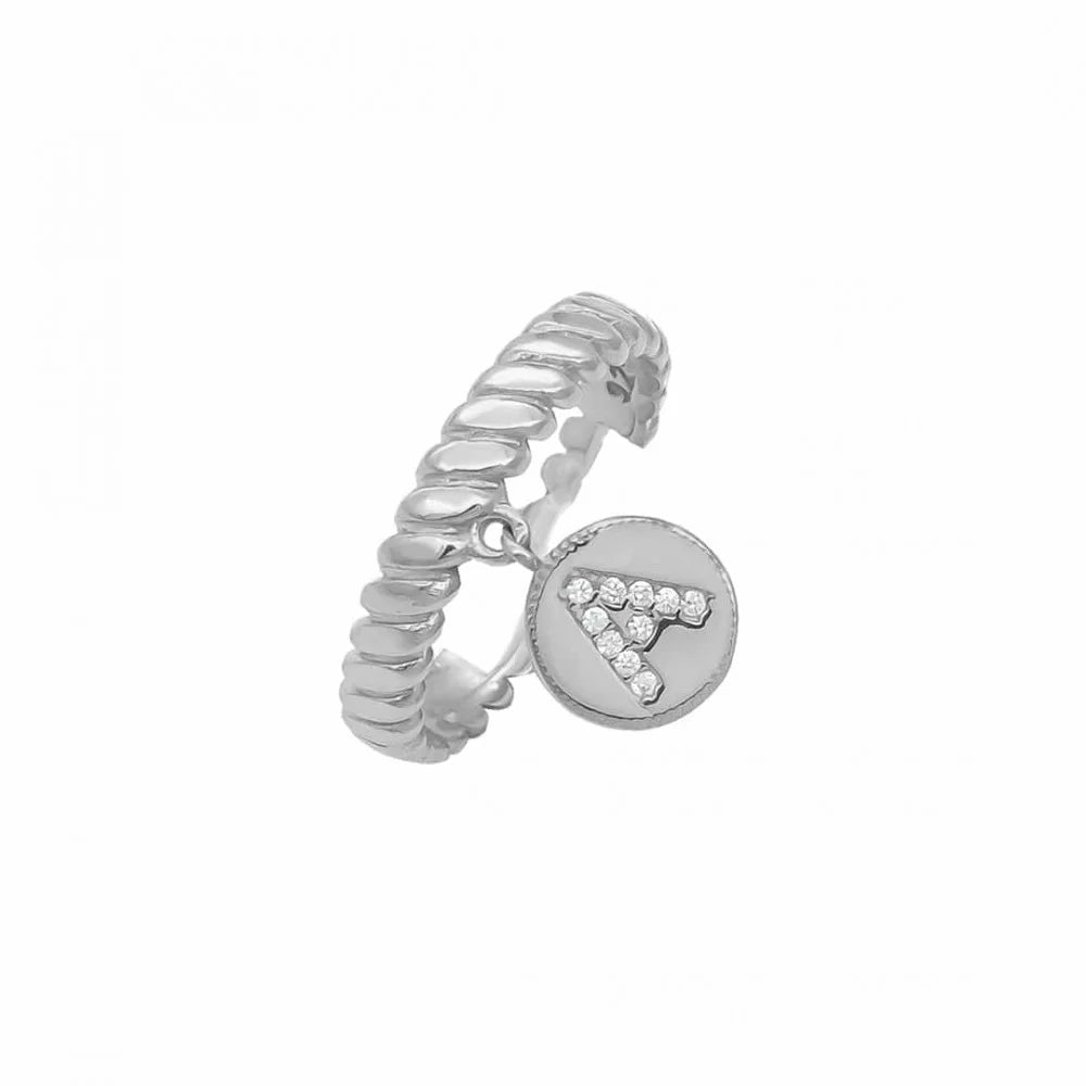 Burma-Ring mit Wunschbuchstabe in 925er Silber