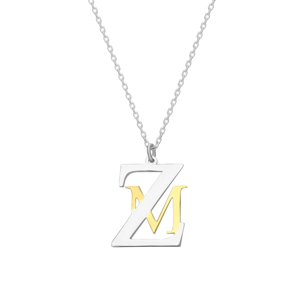 Buchstabenkette in 925er Silber Bicolor