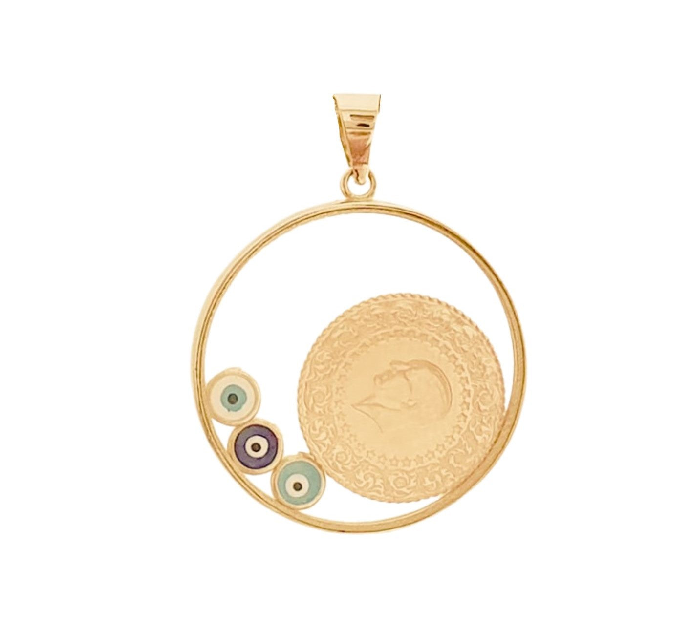 Glas Ceyrek Anhänger im Rahmen 585er Gold / 22k Gold