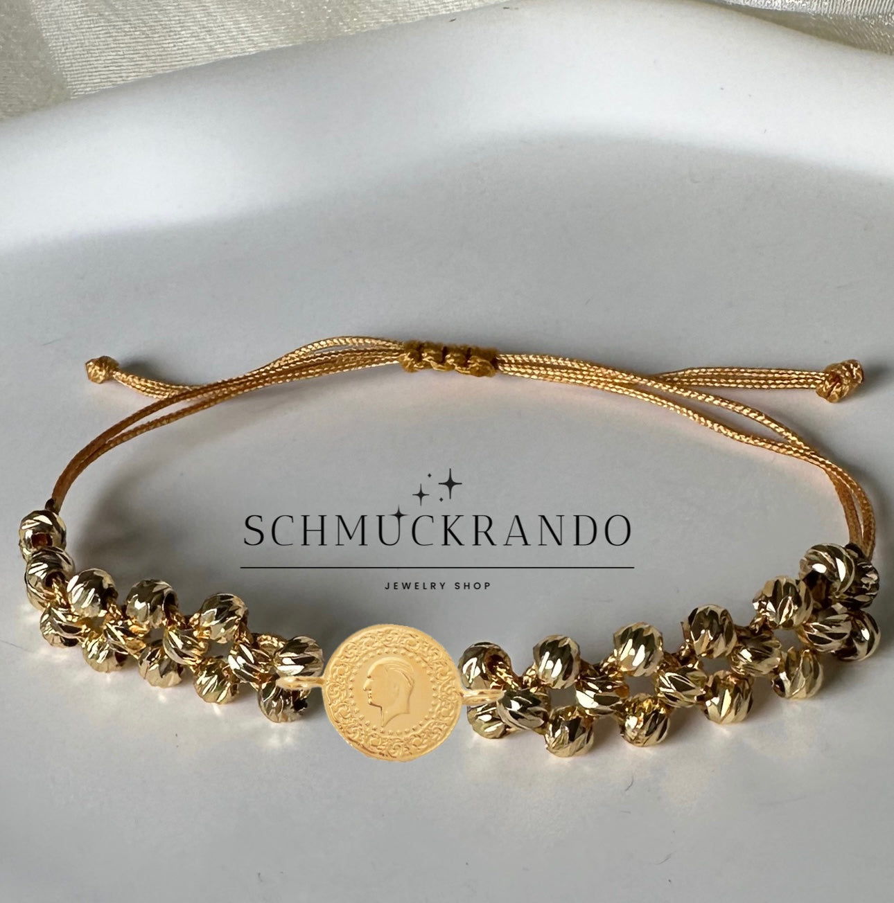 Armband Makrome mit Dorika-Perlen und 22k Münze Ceyrek/Reshat