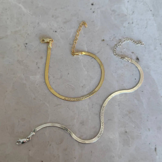 Schlangenmuster-Amband in 925er Silber als Paar Partnerarmband vergoldet mit Gravur