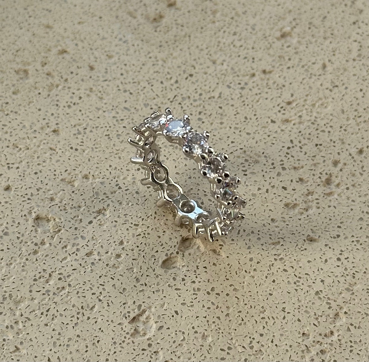ANGEL Memoire Ring 925er Silber rhodiniert mit Zirkonia Steinen