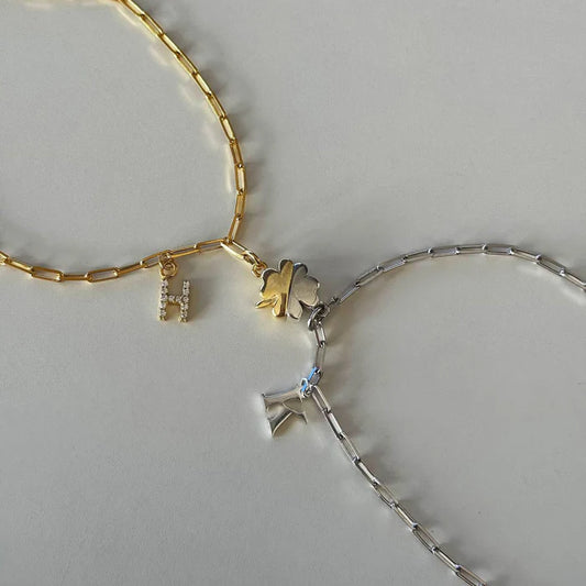 Amband in 925er Silber als Paar Partnerarmband vergoldet mit Wunschbuchstabe und Magnet