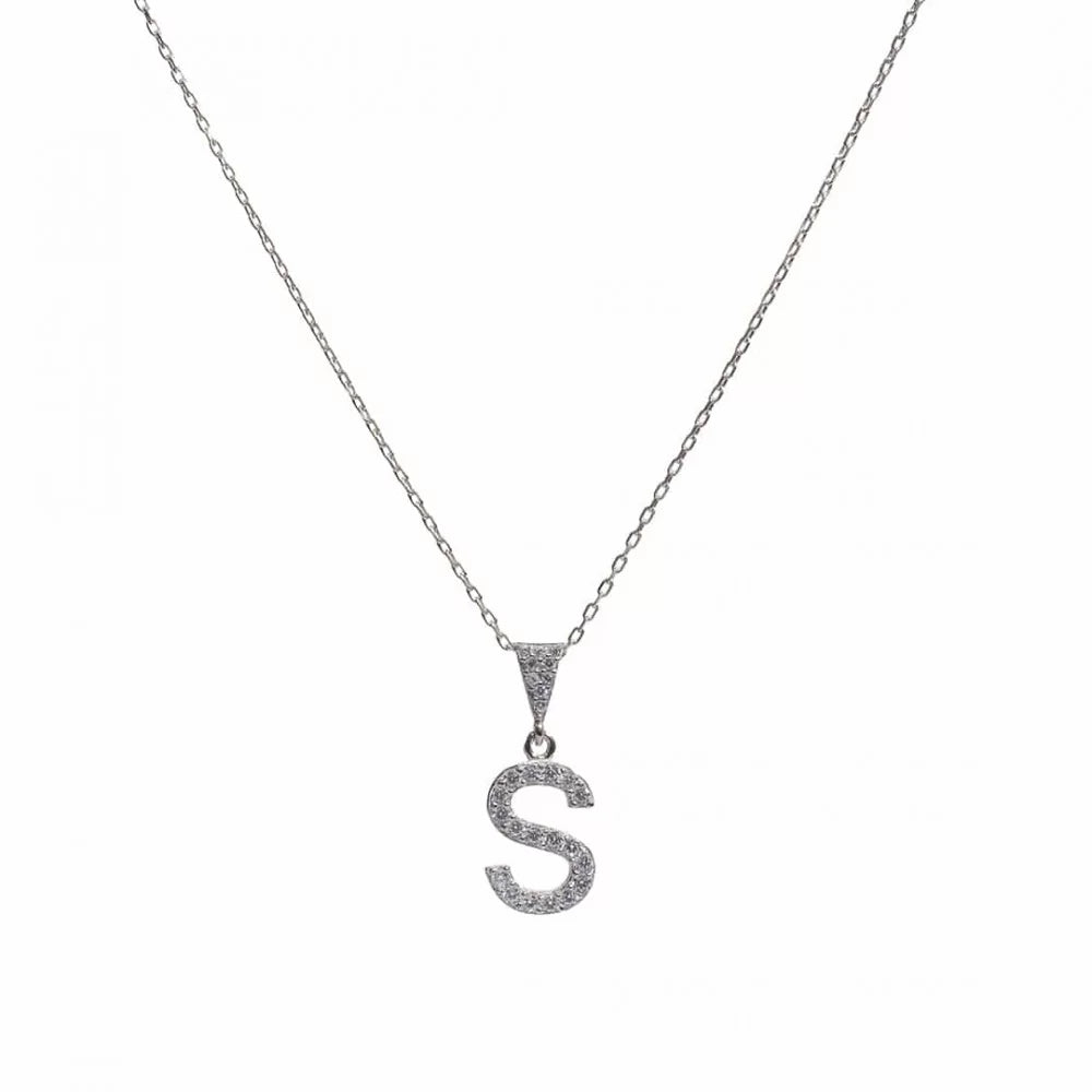 Kette mit Wunschbuchstabe in 925er Silber mit Zirkonia Steinen