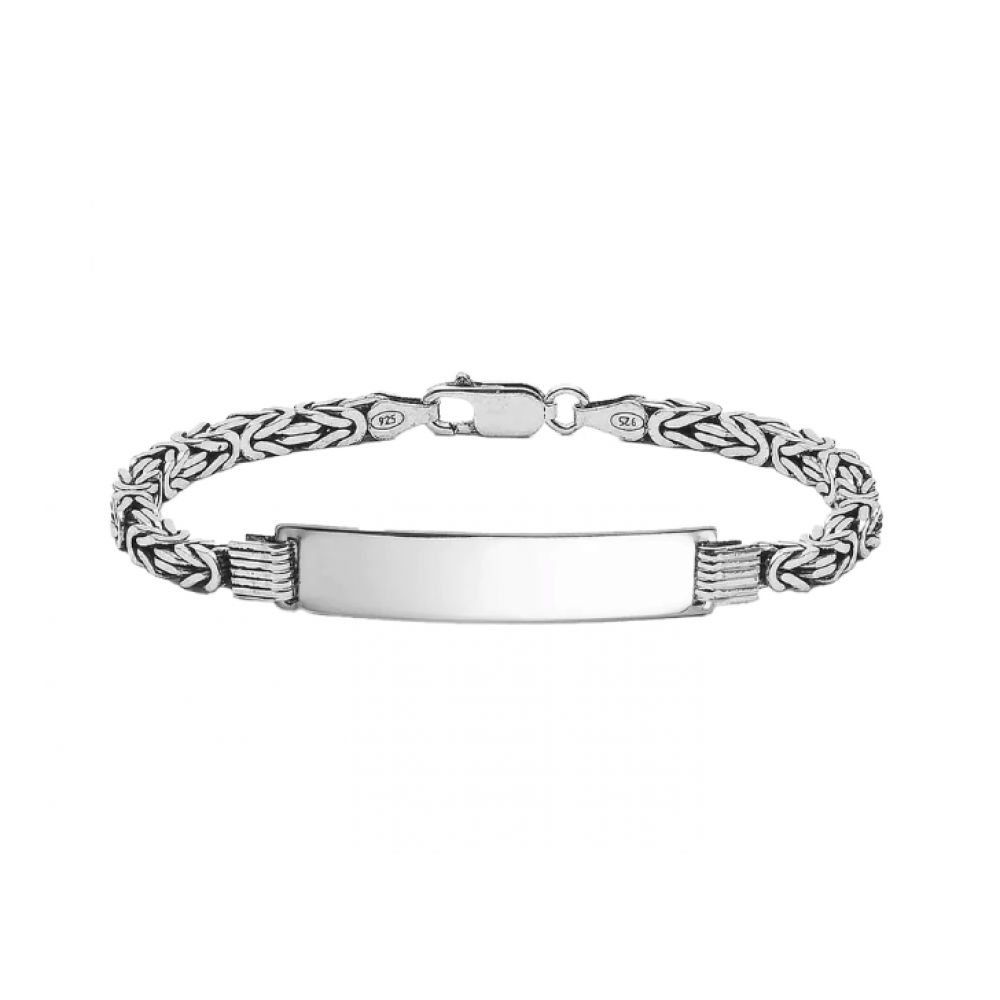 ID-Armband in 925 Silber Königskette mit Gravur