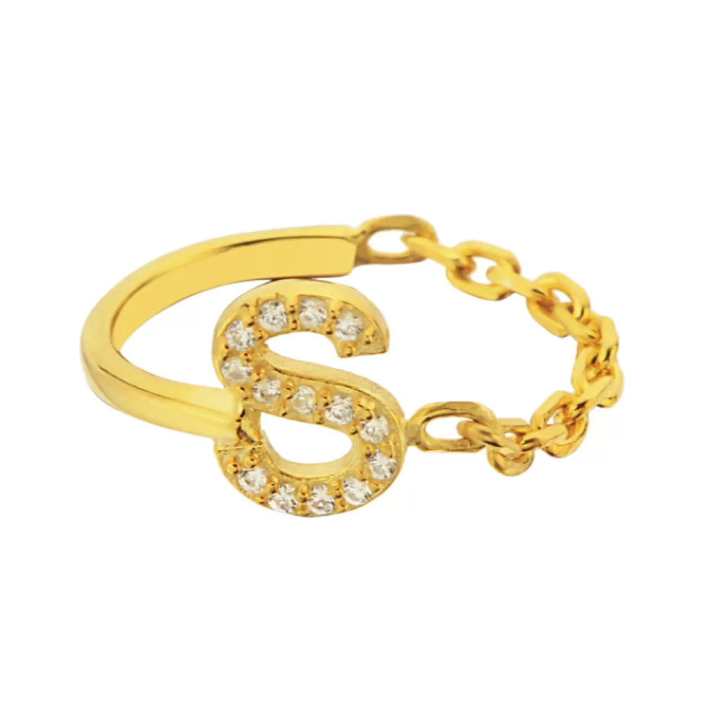 Half/Half Ring mit Wunschbuchstabe in 925er Silber Zirkonia