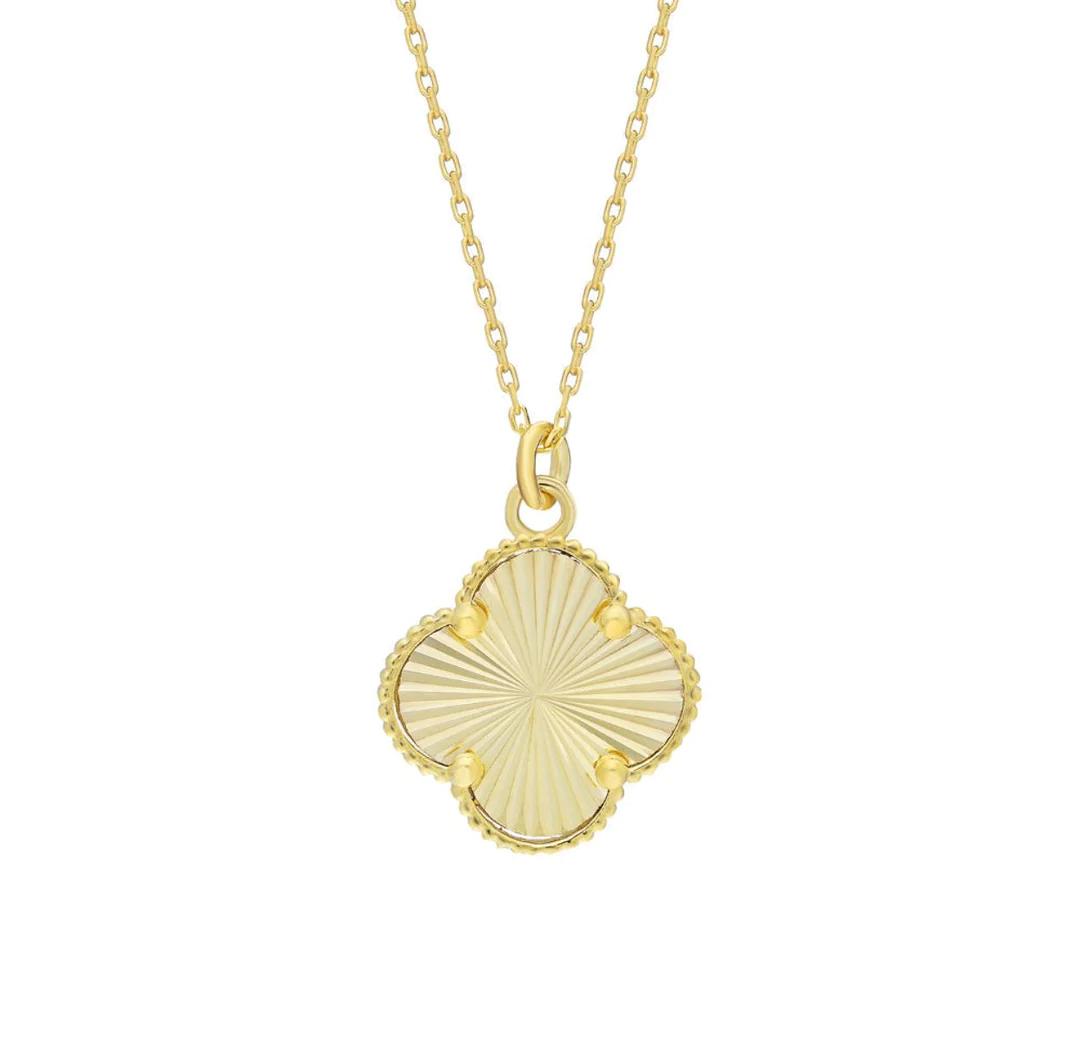 Kette mit Anhänger Kleeblatt 925er Silber 18k vergoldet