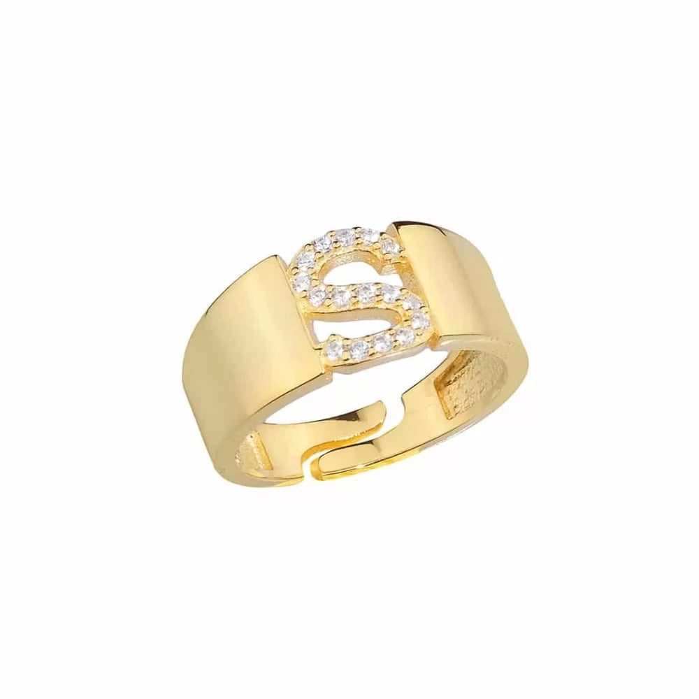 Ring mit Wunschbuchstabe in 925er Silber Zirkonia