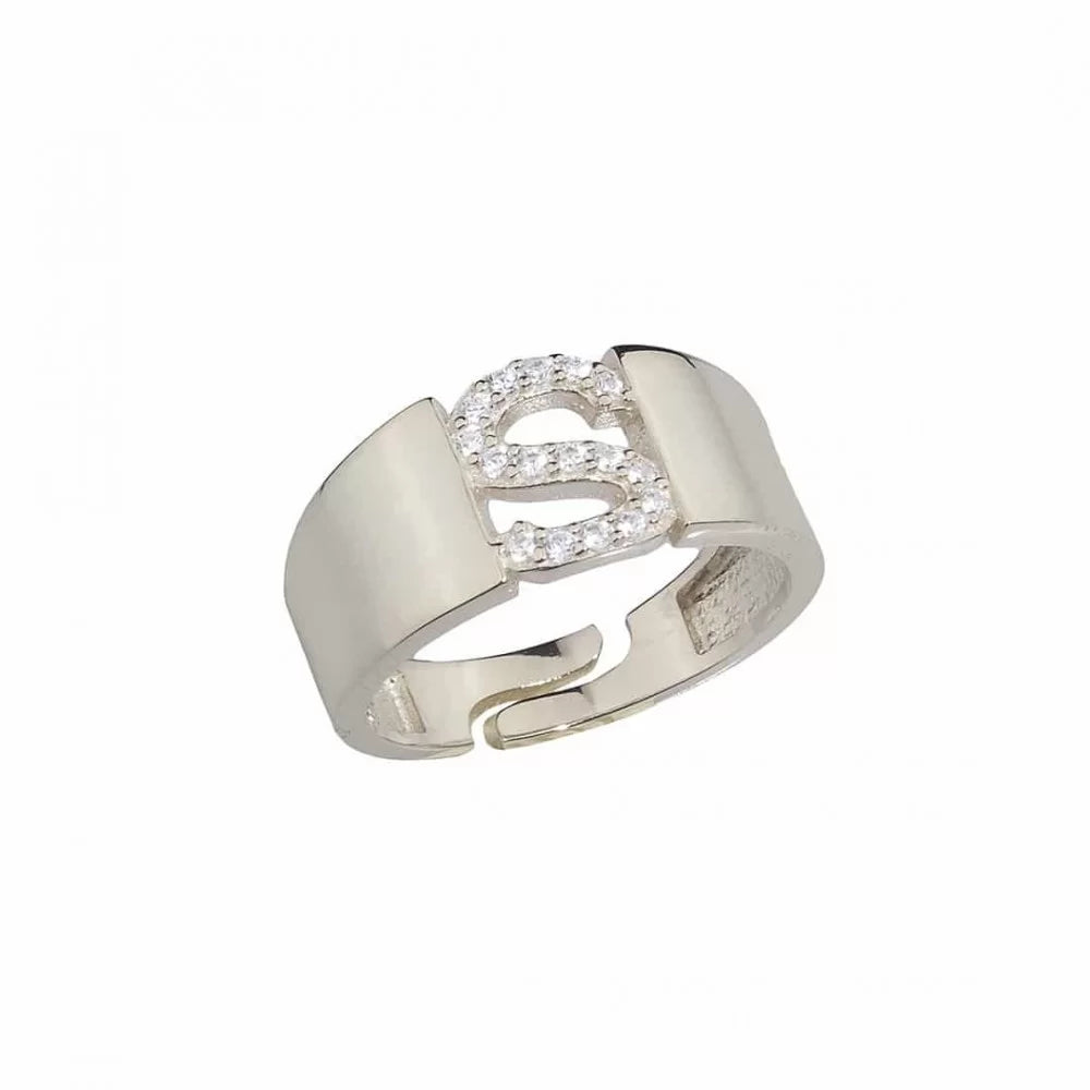Ring mit Wunschbuchstabe in 925er Silber Zirkonia