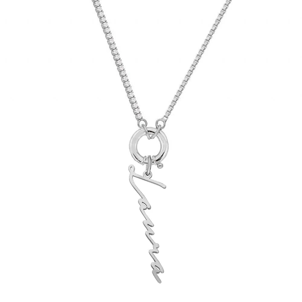 Namenskette in 925er Silber mit Zirkonia Steinen