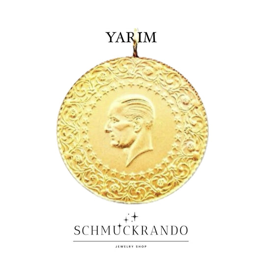 Türkische Goldmünze Yarim Altin Cumhuriyet NEU 22k 916er Gold mit Öse Piaster