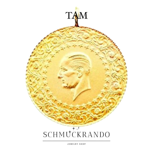 Türkische Goldmünze TAM Altin Cumhuriyet NEU 22k 916er Gold mit Öse Piaster