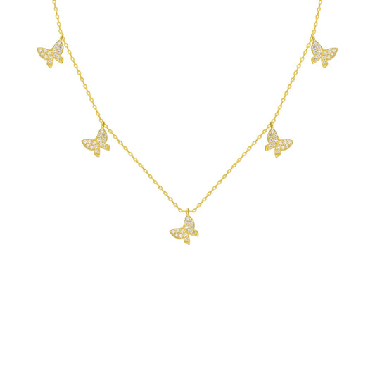 (14k) 585er Gold Haslkette mit Schmetterling-Anhänger
