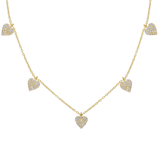 Charm Kette mit Herz 925er Silber 18k vergoldet