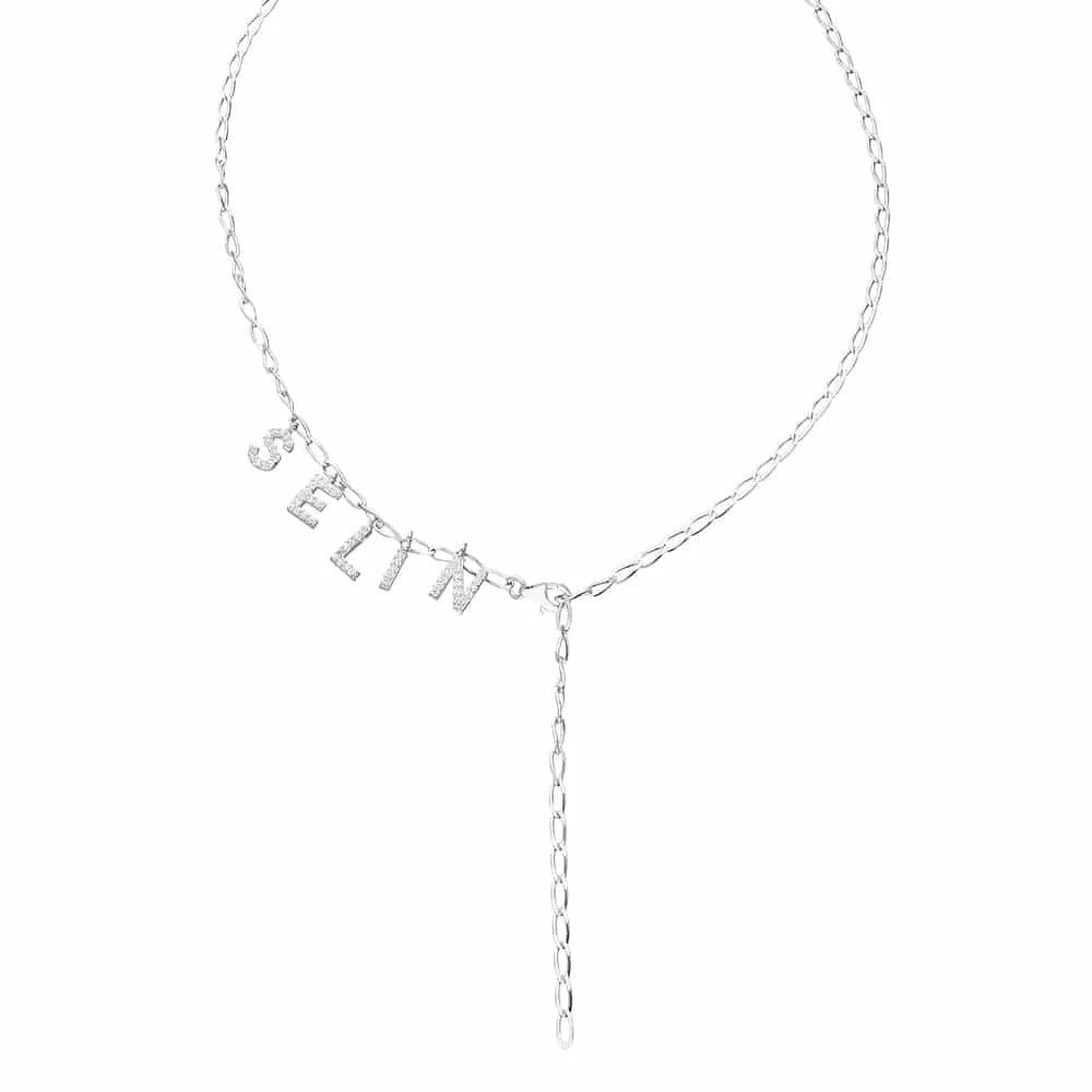 Y Buchstaben Namenskette in 925er Silber mit Zirkonia Steinen
