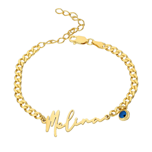 Armband mit Wunschnamen mit Nazar Amulett in 925er Silber Panzer